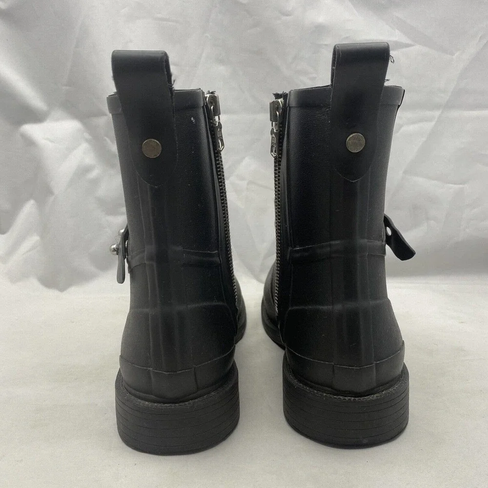Rag & Bone New York Moto Rain Boots Black Rubber Size 37 EUR /Womens 7 US *READ - Picture 5 of 10
